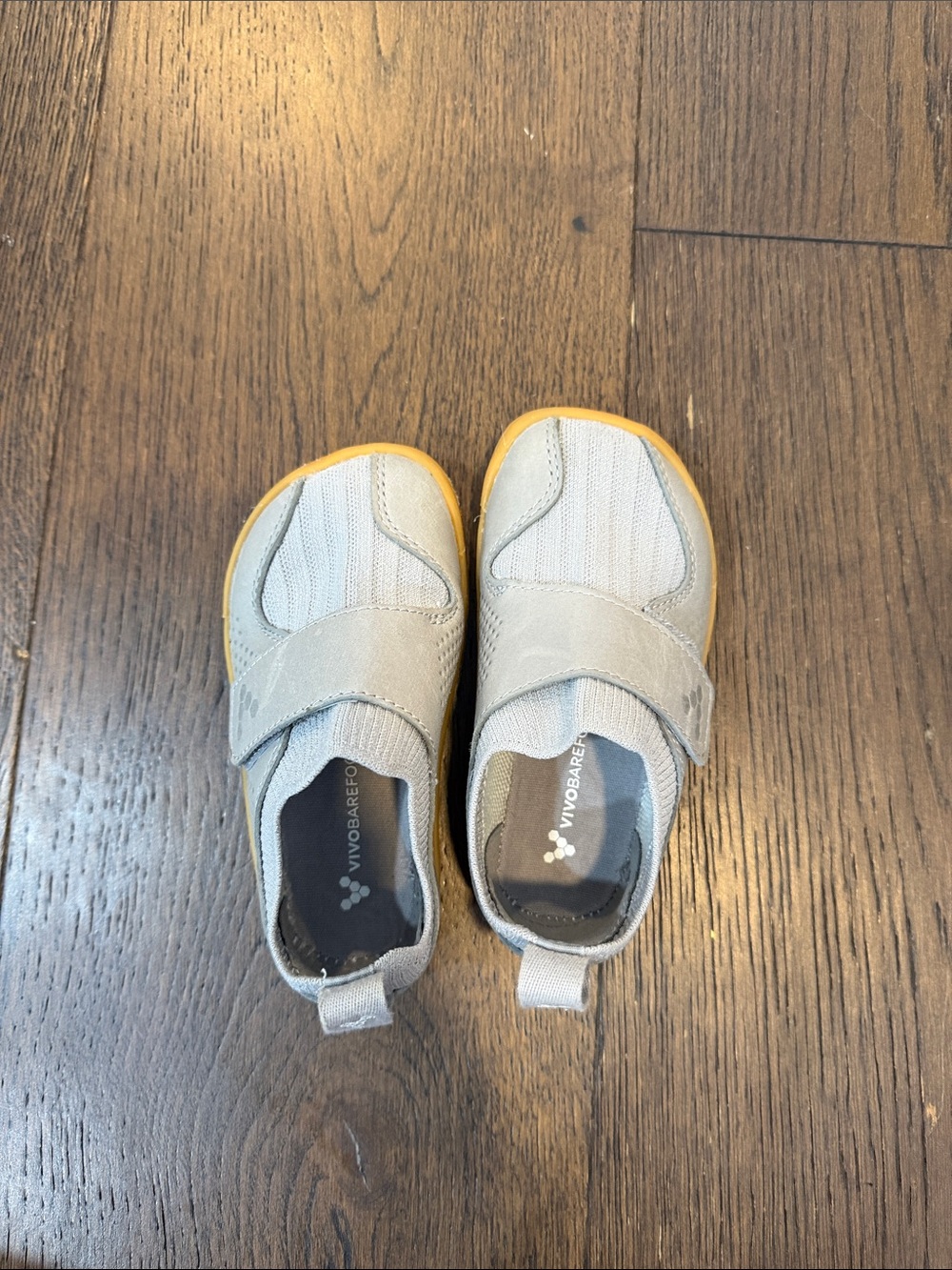 Vivo barefoot Kids Light Gray Slip-On Shoes with Yellow Soles